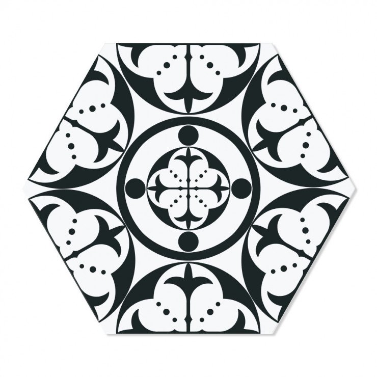 Hexagon Klinker Carnaby Svart Matt-Satin 29x33 cm-0